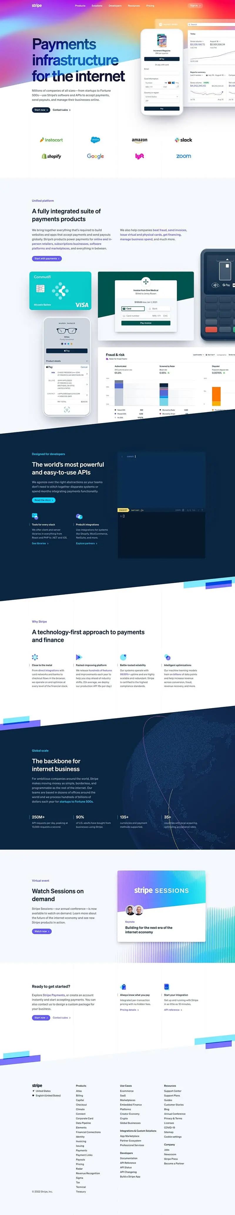 Stripe website screenshot